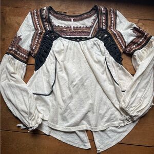 Free People Embroidered Blouse